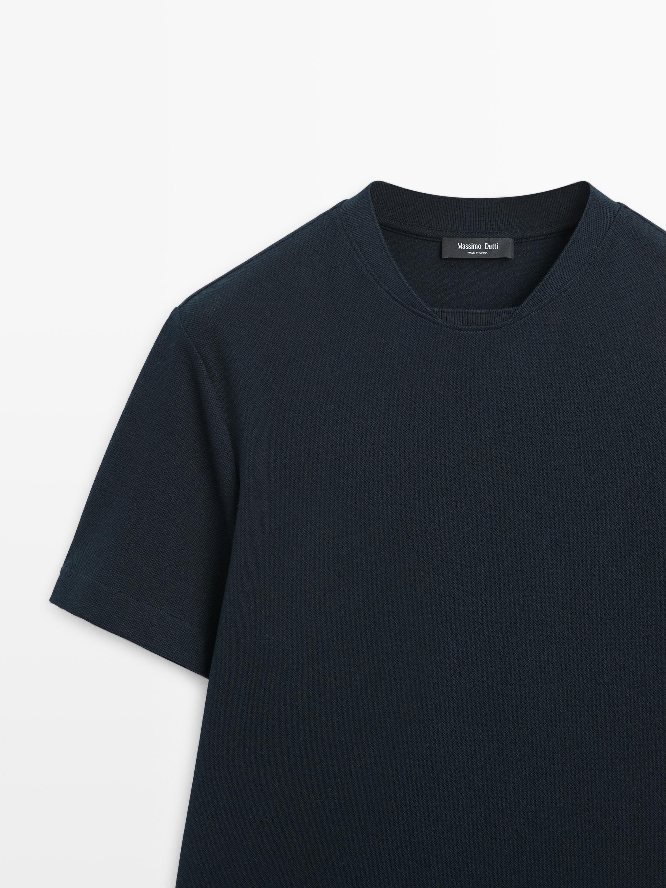 Short sleeve piqué T-shirt with collar detail